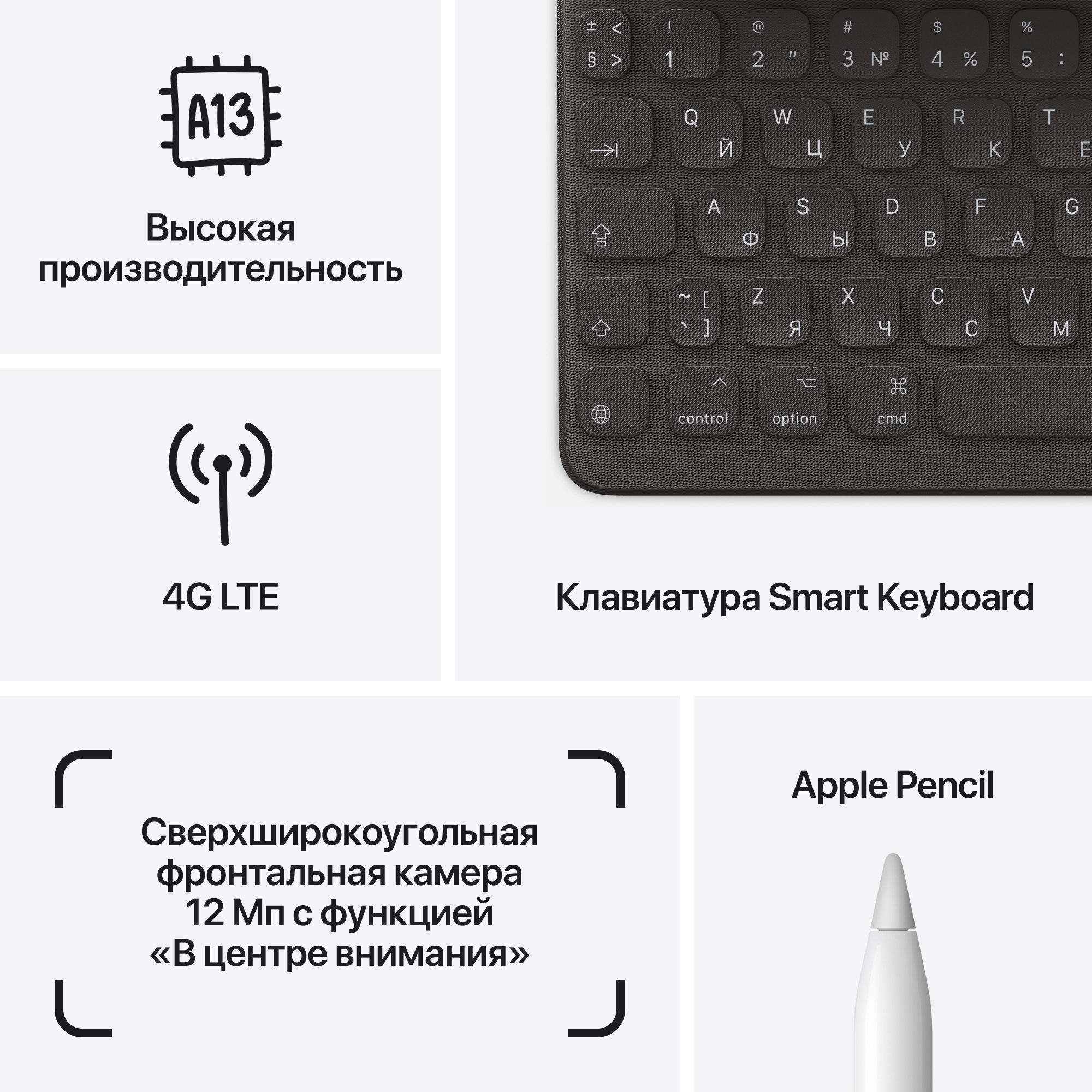 Планшет Apple iPad 2021 A2603 A13 Bionic 6С ROM64Gb 10.2" IPS 2160x1620 3G 4G iOS серый космос 8Mpix 12Mpix BT GPS WiFi Touch 9hr — фото 6