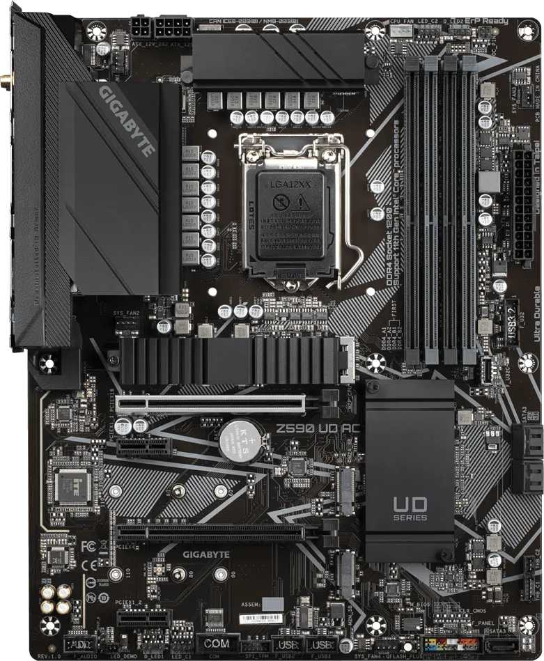 Материнская плата Gigabyte Z590 UD AC Soc-1200 Intel Z590 4xDDR4 ATX AC`97 8ch(7.1) 2.5Gg RAID+DP — фото 2