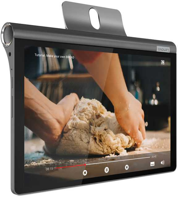 Планшет Lenovo Yoga Smart Tab YT-X705F Snapdragon 439 (2.0) 8C RAM3Gb ROM32Gb 10.1" IPS 1920x1200 Android 9.0 темно-серый 8Mpix 5Mpix BT WiFi Touch microSD 256Gb 7000mAh 10hr — фото 4
