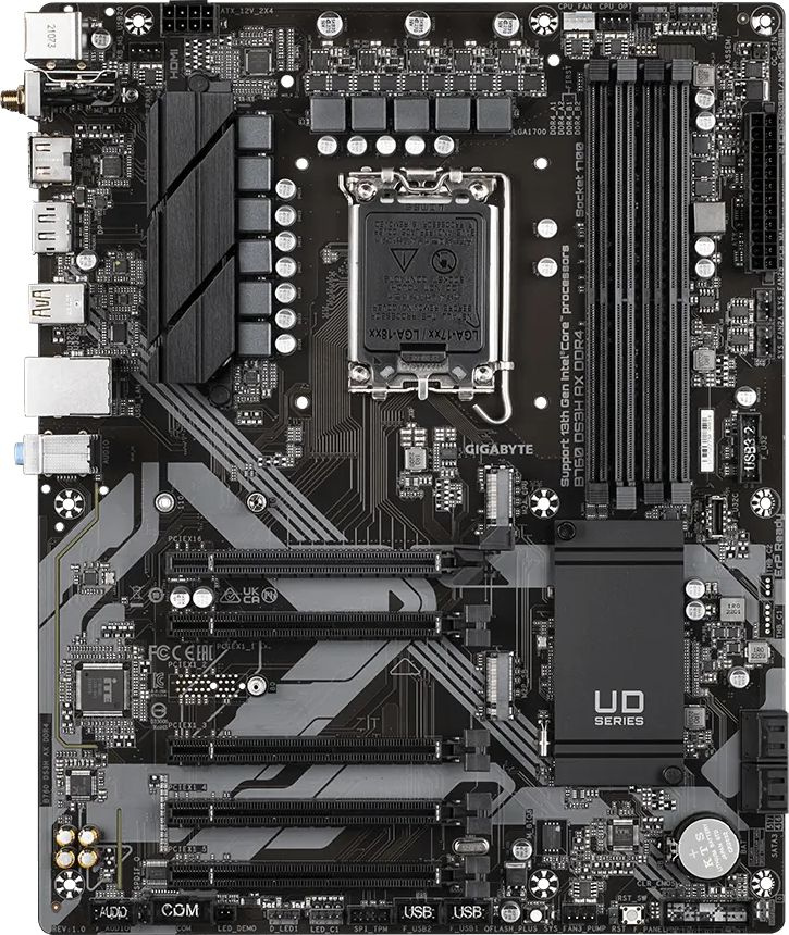 Материнская плата Gigabyte B760 DS3H AX DDR4 Soc-1700 Intel B760 4xDDR4 ATX AC`97 8ch(7.1) GbLAN RAID+HDMI+DP
