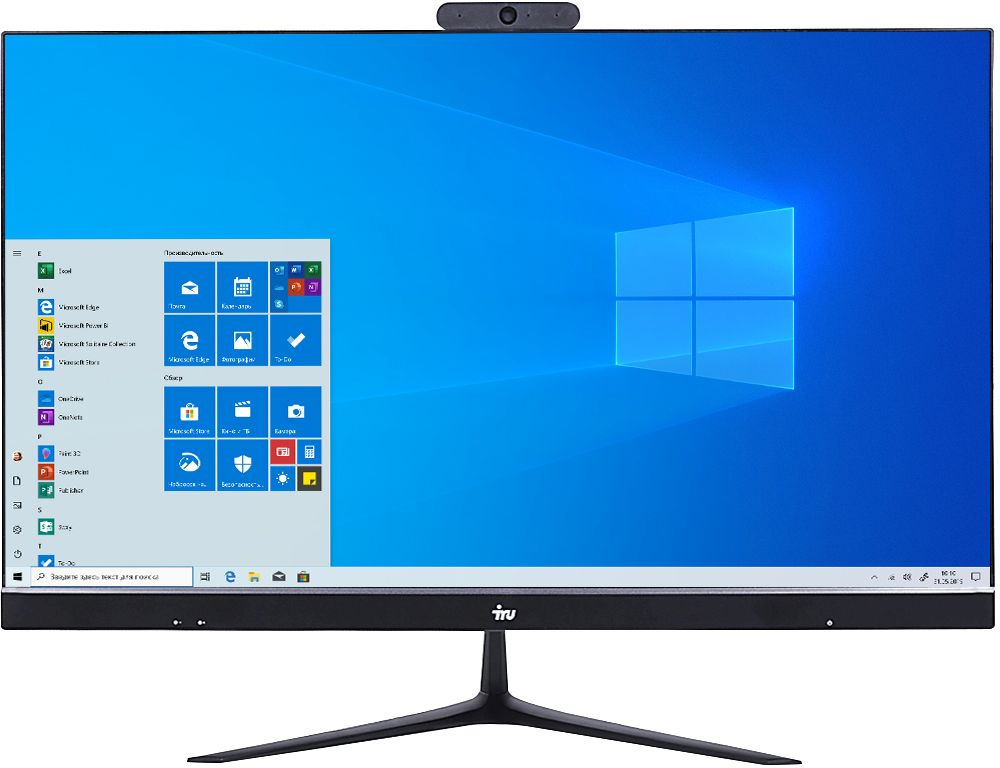 Моноблок IRU Office P2310H4 23.8" Full HD i3 10105 (3.7) 8Gb 1Tb SSD250Gb UHDG 630 Windows 11 Home Single Language 64 GbitEth WiFi BT 120W Cam черный 1920x1080 (RUS)