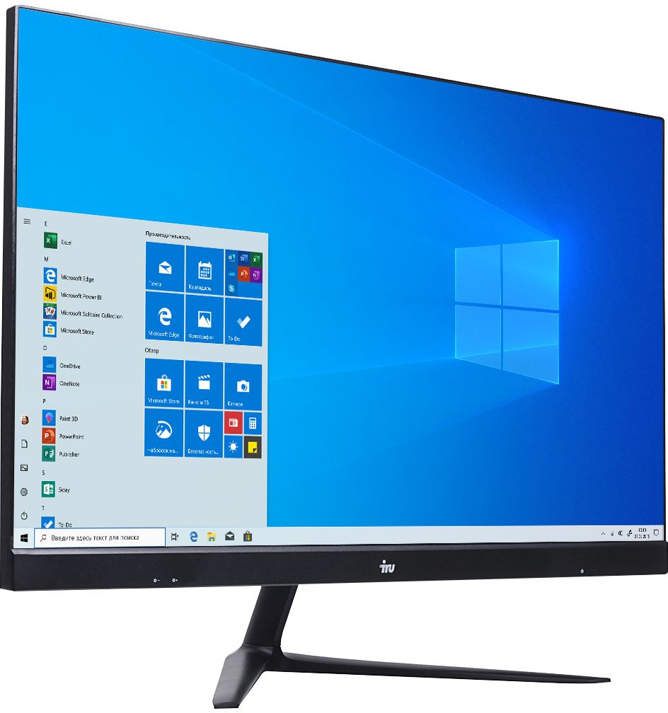 Моноблок IRU Office P2310H4 23.8" Full HD i3 10105 (3.7) 8Gb 1Tb SSD250Gb UHDG 630 Windows 11 Home Single Language 64 GbitEth WiFi BT 120W Cam черный 1920x1080 (RUS) — фото 2