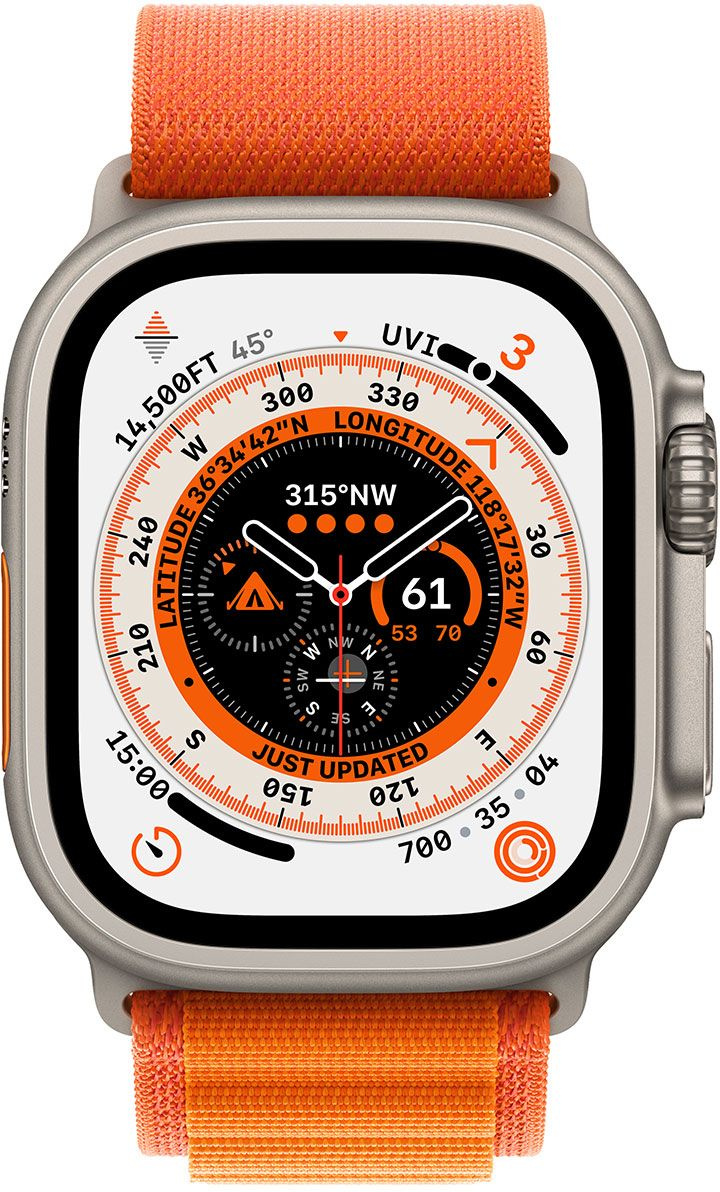 Смарт-часы Apple Watch Ultra A2622 49мм OLED корп.титан Alpine Loop рем.оранжевый разм.брасл.:M (MQEU3LL/A) — фото 2