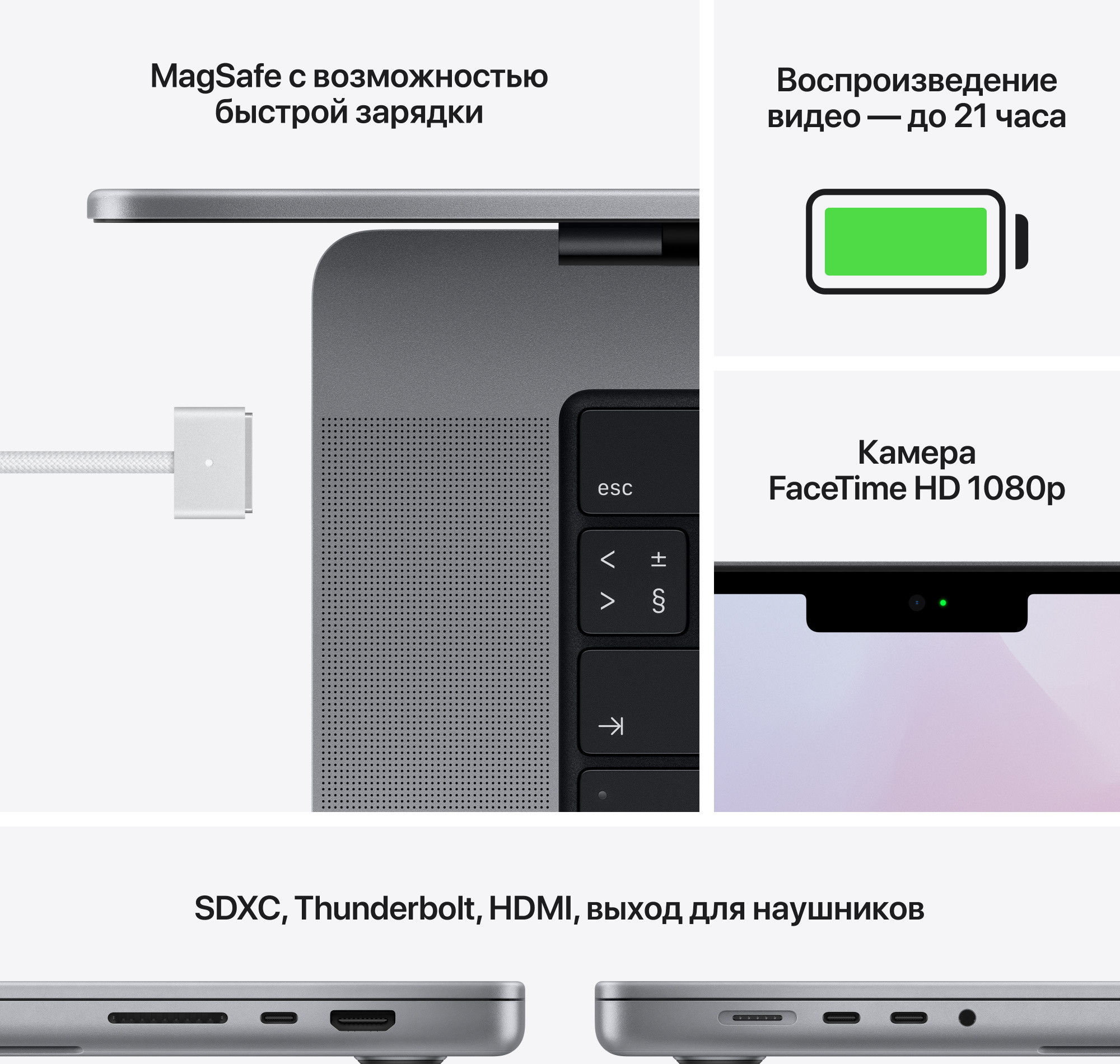 Ноутбук Apple MacBook Pro A2485 M1 Pro 10 core 16Gb SSD512Gb/16 core GPU 16.2" Retina XDR (3456x2234) Mac OS grey space WiFi BT Cam (MK183RU/A) — фото 7