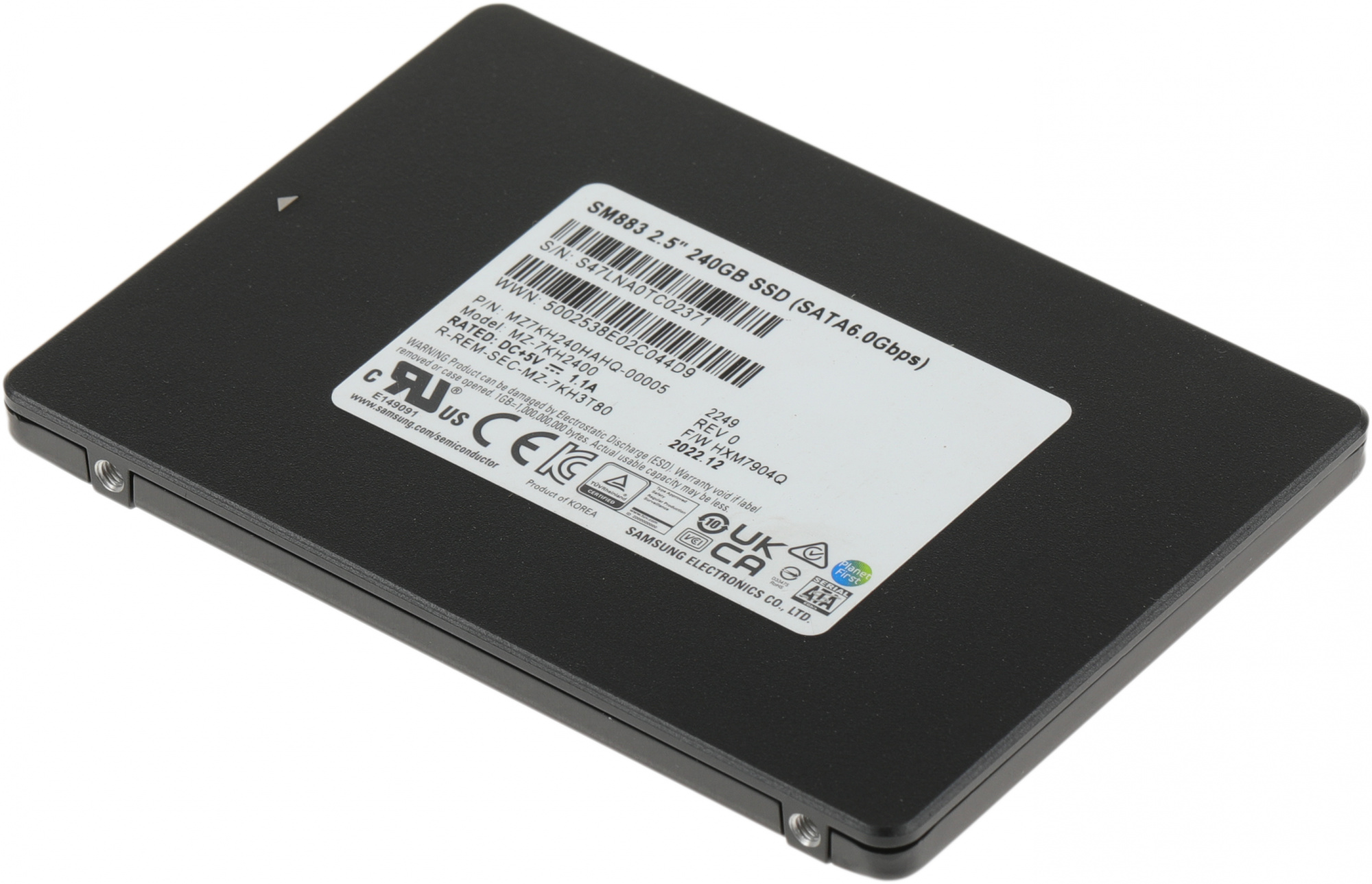 Накопитель SSD Samsung SATA III 240GB MZ7KH240HAHQ-00005 SM883 2.5" 3 DWPD — фото 2