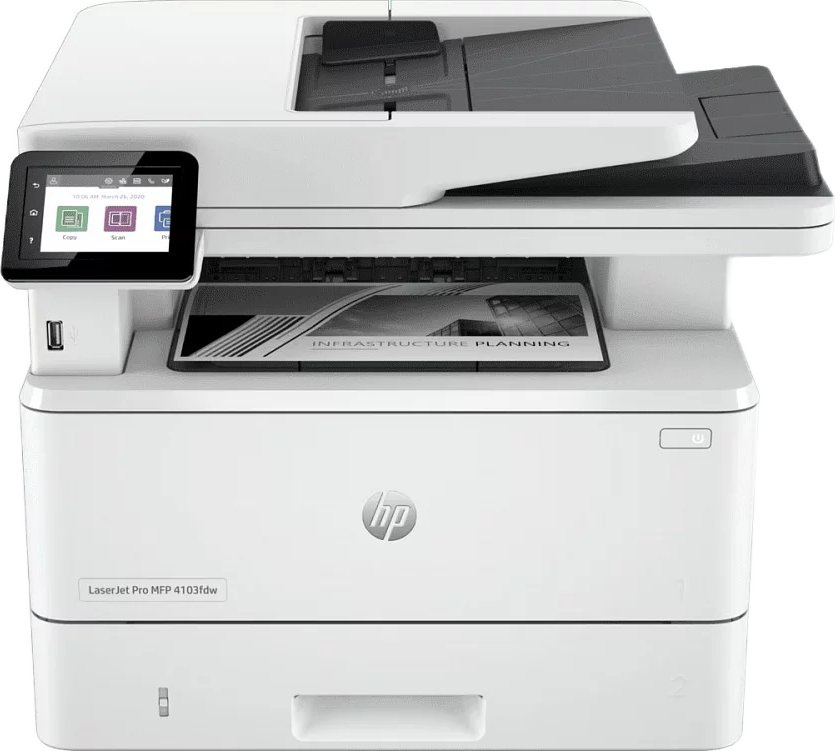 МФУ лазерный HP LaserJet Pro 4103fdw (2Z629A) A4 Duplex Net WiFi белый — фото 2