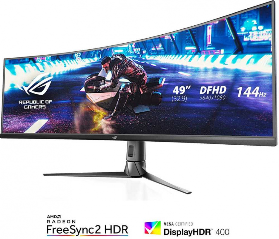 Монитор Asus 49" ROG Strix XG49VQ черный VA LED 32:9 HDMI M/M матовая HAS Piv 450cd 3840x1080 144Hz FreeSync 2 DP FHD USB 12.2кг — фото 6