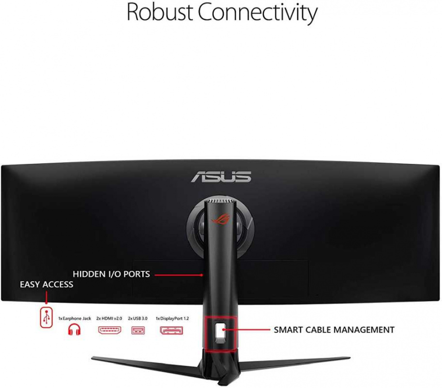 Монитор Asus 49" ROG Strix XG49VQ черный VA LED 32:9 HDMI M/M матовая HAS Piv 450cd 3840x1080 144Hz FreeSync 2 DP FHD USB 12.2кг — фото 5