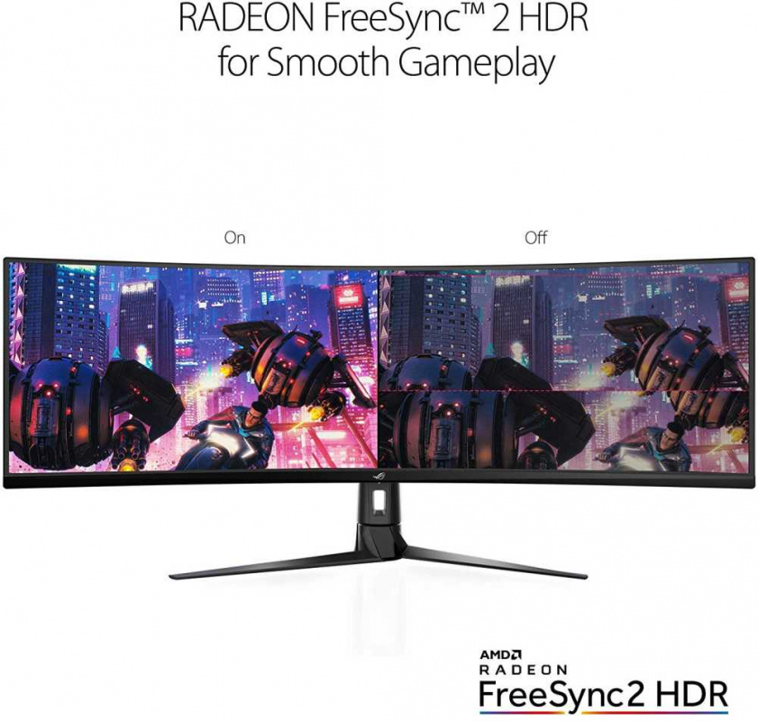 Монитор Asus 49" ROG Strix XG49VQ черный VA LED 32:9 HDMI M/M матовая HAS Piv 450cd 3840x1080 144Hz FreeSync 2 DP FHD USB 12.2кг — фото 3