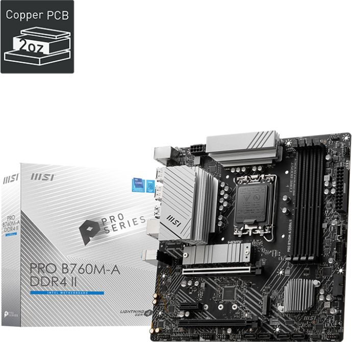 Материнская плата MSI PRO B760M-A DDR4 II Soc-1700 Intel B760 4xDDR4 mATX AC`97 8ch(7.1) 2.5Gg+HDMI+DP — фото 5