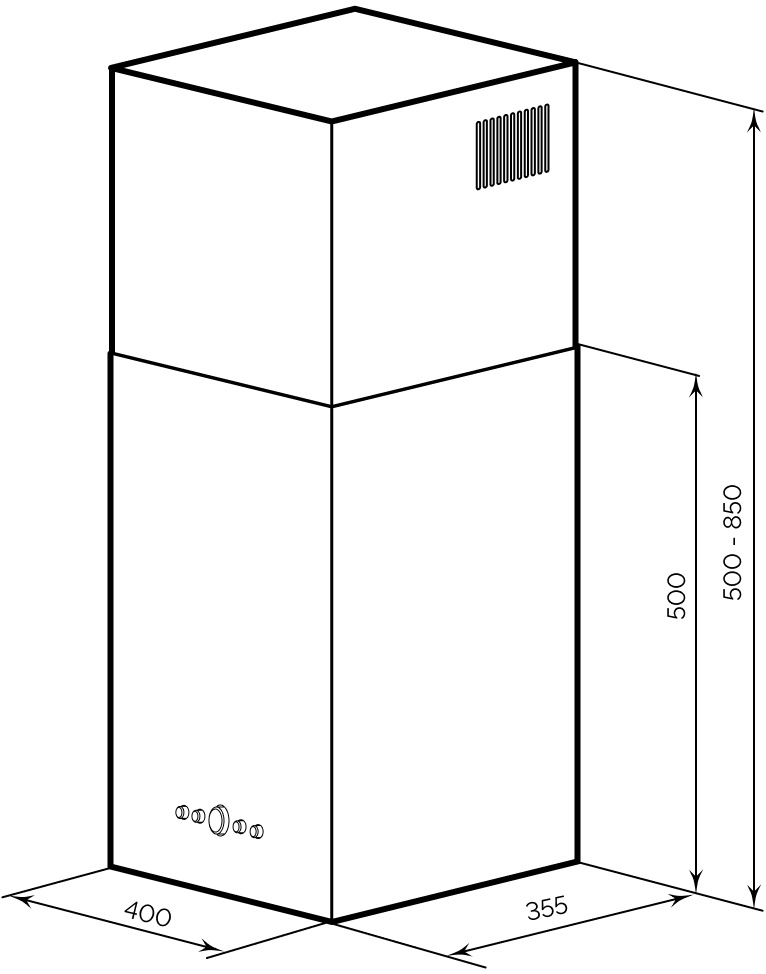 Вытяжка каминная Lex Mono 400 серый управление: кнопочное (1 мотор)
