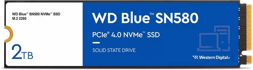 Накопитель SSD WD S PCIe 4.0 x4 2TB WDS200T3B0E Blue SN580 M.2 2280