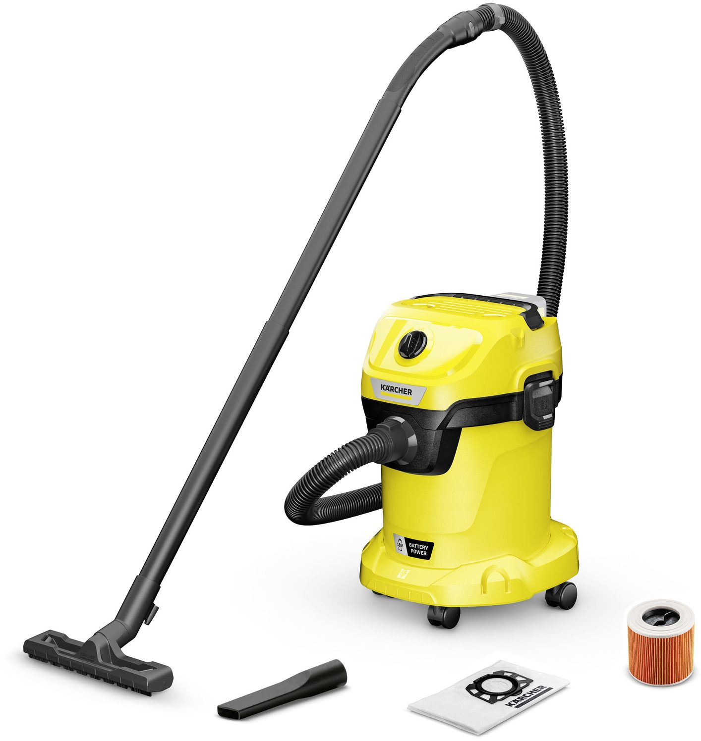 Пылесос Karcher WD 3-18 V-17/20 желтый/черный