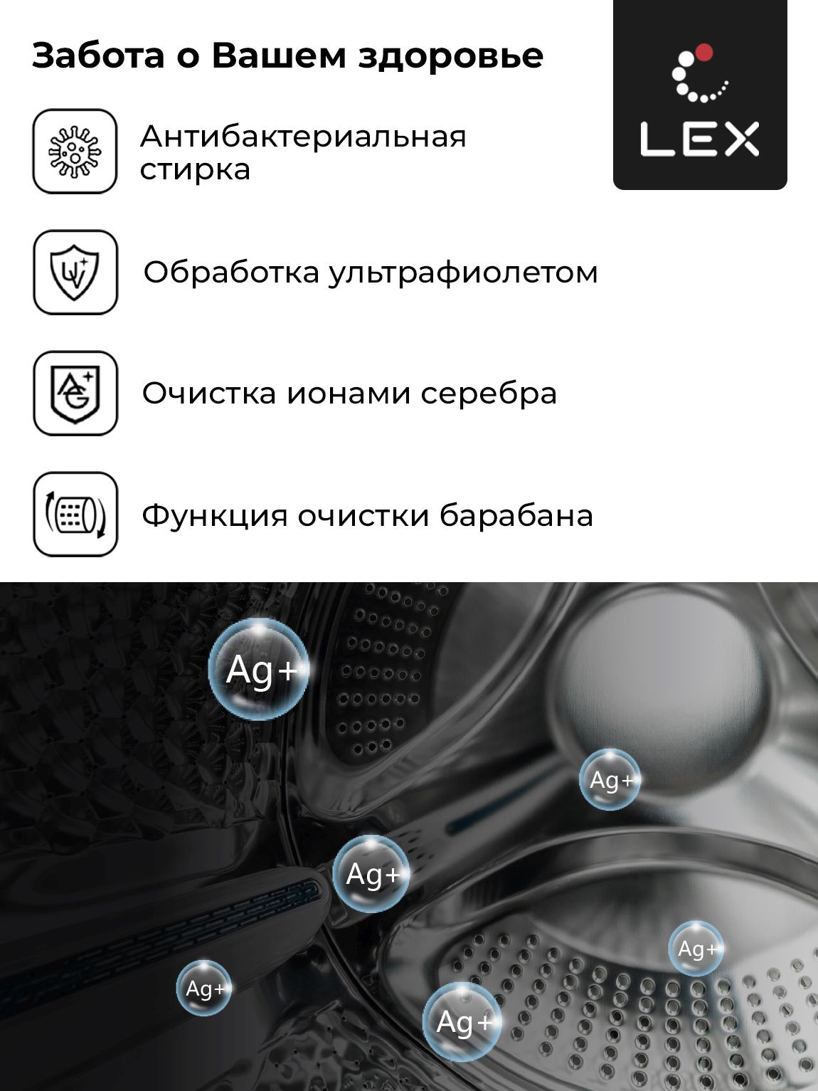 Стиральная машина Lex LWM10714LuxIDD класс: A+++ загр.фронтальная макс.:10кг (с сушкой) черный инвертер — фото 7
