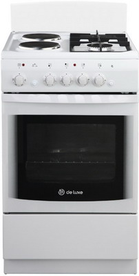 Плита Комбинированная De Luxe 506022.03гэ(щ) ЧР-030 белый/черный (без крышки)